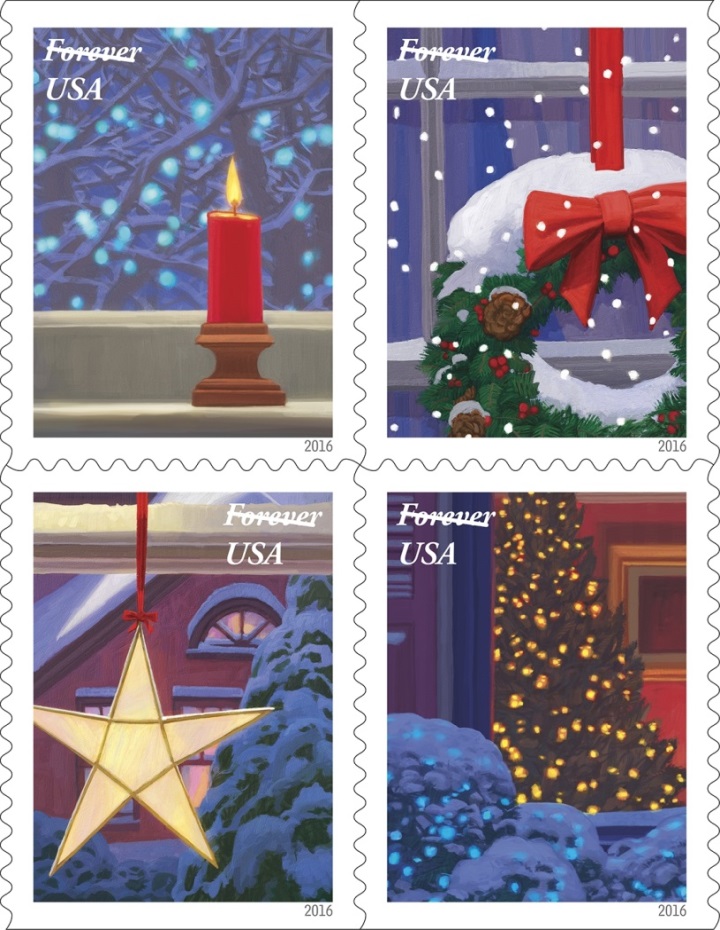2016 Christmas Holiday Windows. Candle Stamps